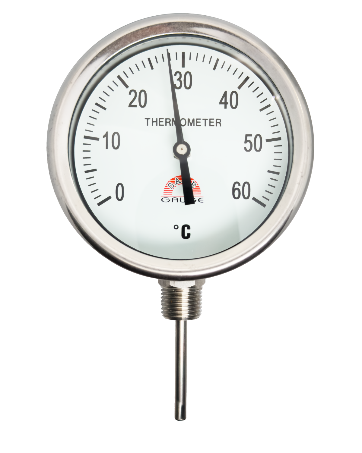 Thermometer Temperature gauge เกจวัดอุณหภูมิ หน้าปัด 3" เกลียวออกข้าง 1/2" NPT ก้านยาว 50 mm ยี่ห้อ Safe Gauge