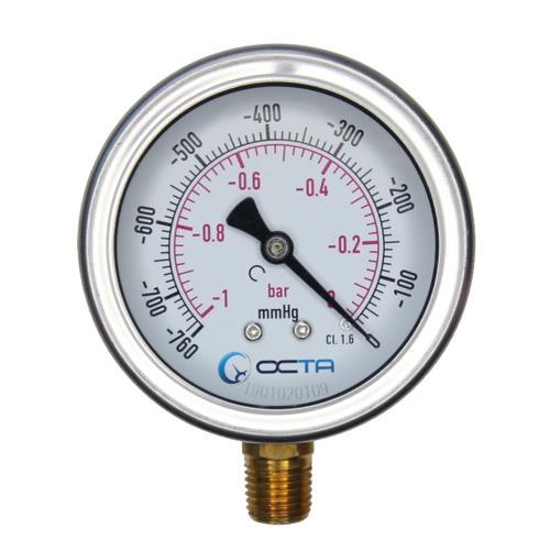OCTA เกจวัดแรงดัน Pressure Gauge หน้าปัดขนาด 2.5″ เกลียวทองเหลืองออกล่างขนาด 1/4" NPT เกจแรงดัน OCTA GB63