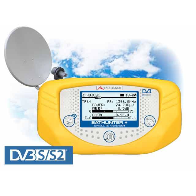 Promax SATHUNTER+: เครื่องช่วยหาตำแหน่งดาวเทียม DVB-S/S2
