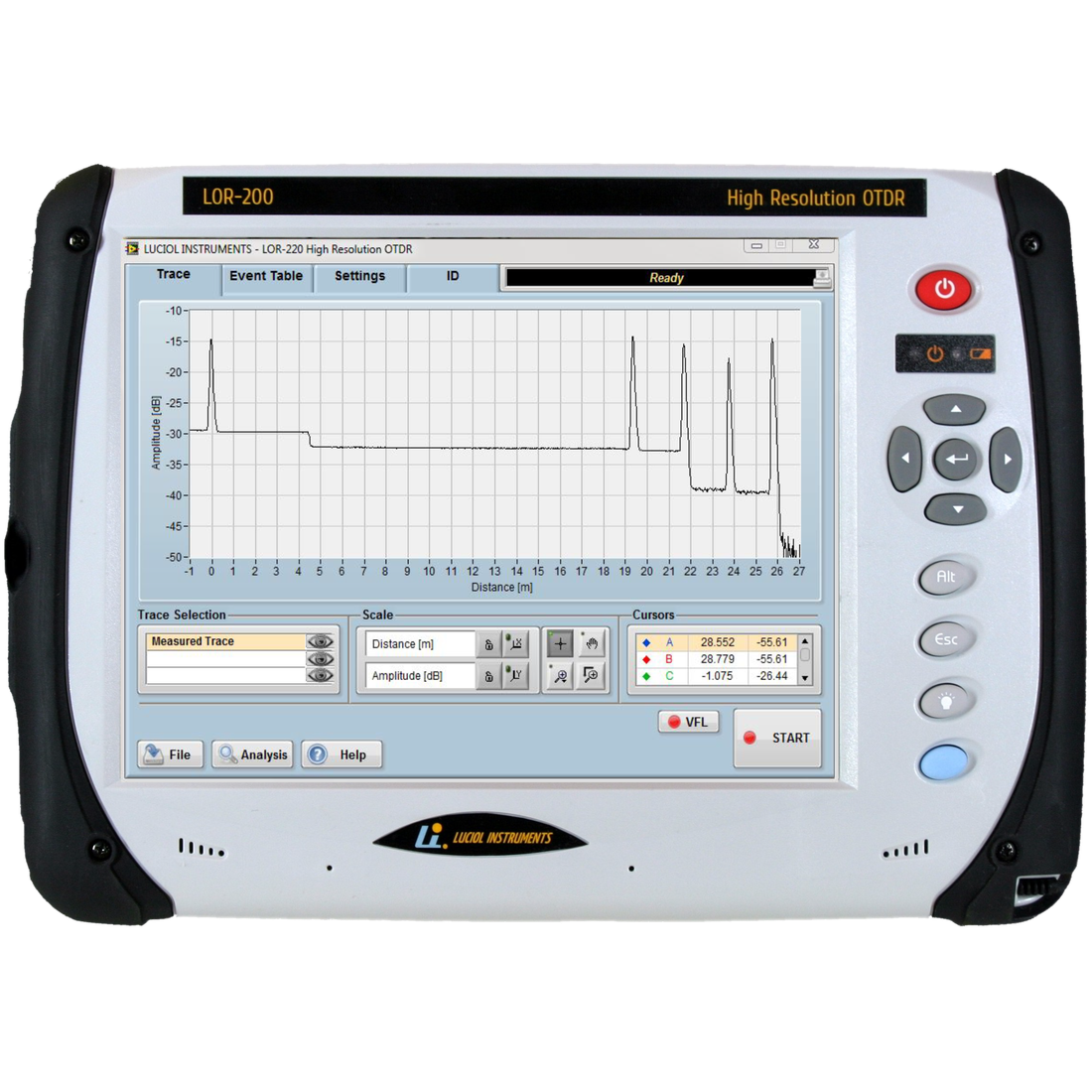 Luciol LOR-220 SMF/MMF: OTDR ความละเอียดสูงยิ่งแบบกระเป๋าหิ้ว