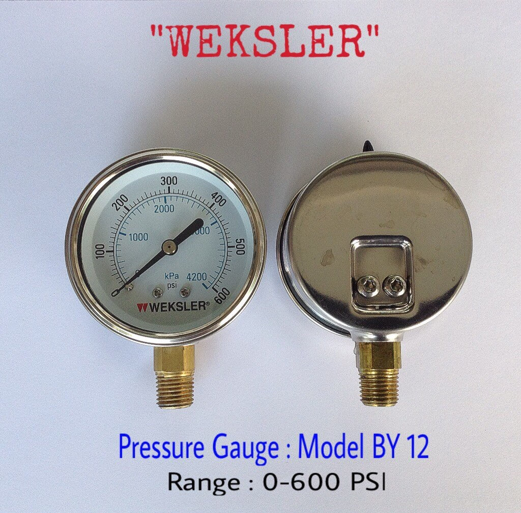 WEKSLER Pressure Gauges "WEKSLER" 2.5 นิ้ว 0-4200KPA/0-600PSI ออกล่าง 1/4" ทองเหลือง NPT