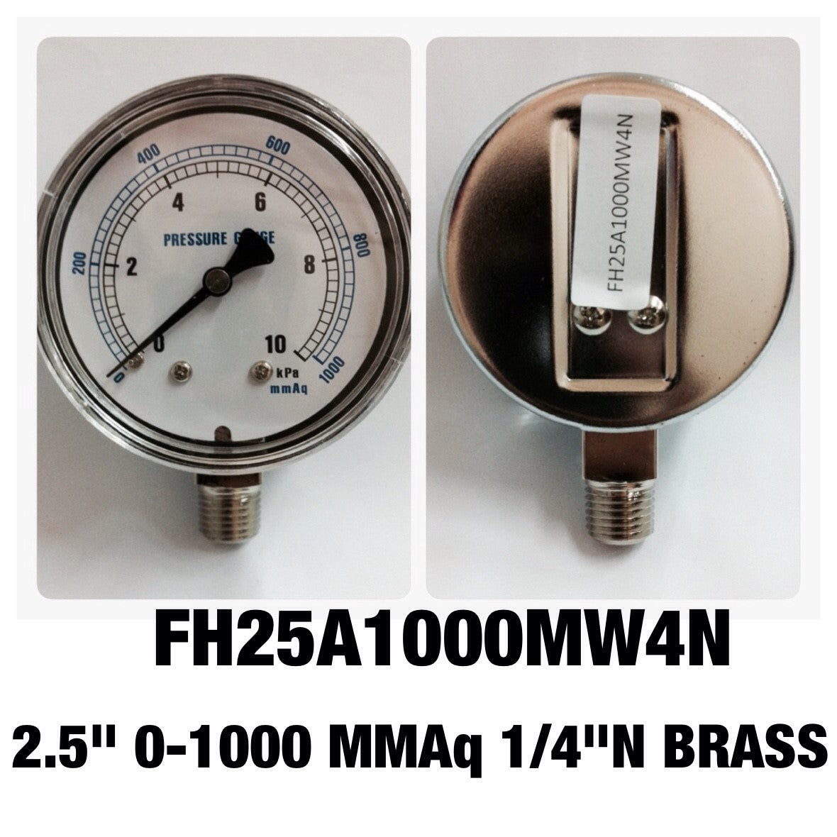 SAFE GAUGE Pressure Gauges 0-10 KPA 0-1000 MMAq. 2.5 นิ้ว ออกล่างเกลียว 1/4" NPT