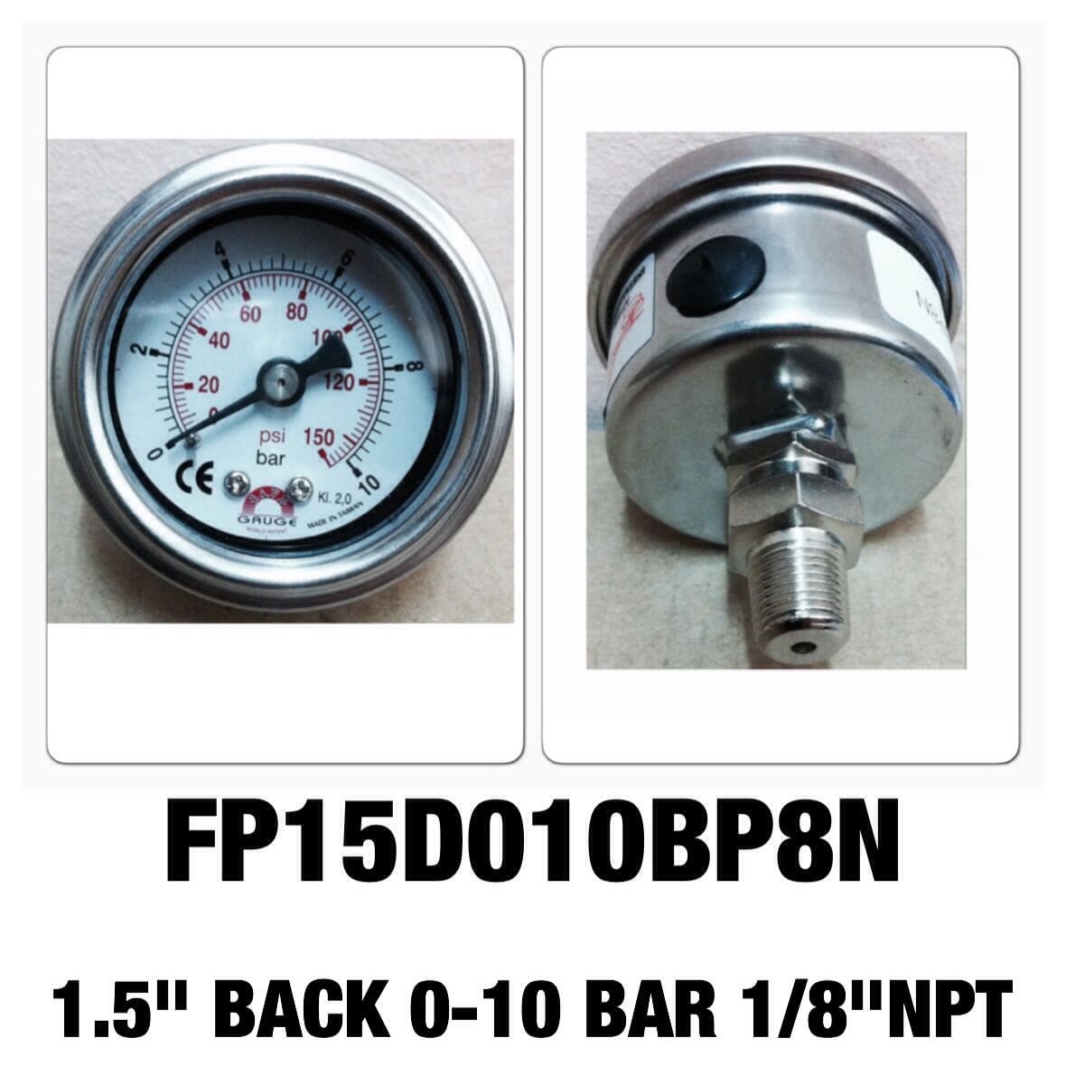 SAFE GAUGE Pressure Gauges 0-10 BAR 0-150 PSI 1.5 นิ้ว ออกหลังเกลียว 1/8" NPT