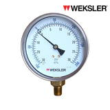 WEKSLER Pressure gauge รุ่น BY14 หน้าปัด 4” เกลียวทองเหลืองออกล่าง 1/4” สามารถเติมน้ำมันกลีเซอรีนได้