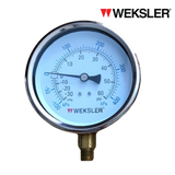 WEKSLER Pressure gauge รุ่น BY14 หน้าปัด 4” เกลียวทองเหลืองออกล่าง 1/4” สามารถเติมน้ำมันกลีเซอรีนได้