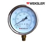 WEKSLER Pressure gauge รุ่น BY14 หน้าปัด 4” เกลียวทองเหลืองออกล่าง 1/4” สามารถเติมน้ำมันกลีเซอรีนได้