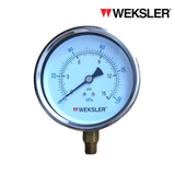 WEKSLER Pressure gauge รุ่น BY14 หน้าปัด 4” เกลียวทองเหลืองออกล่าง 1/4” สามารถเติมน้ำมันกลีเซอรีนได้