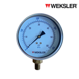 WEKSLER Pressure gauge รุ่น BY14 หน้าปัด 4” เกลียวทองเหลืองออกล่าง 1/4” สามารถเติมน้ำมันกลีเซอรีนได้