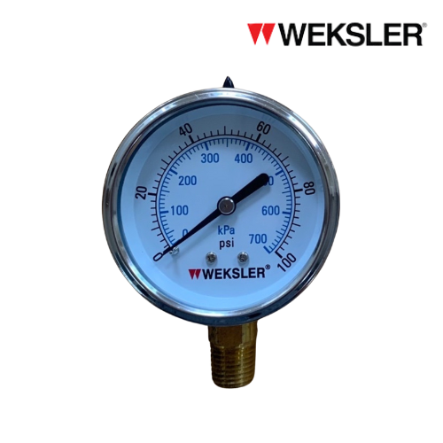 WEKSLER Pressure gauge รุ่น BY12 หน้าปัด 2.5” เกลียวทองเหลืองออกล่าง 1/4”