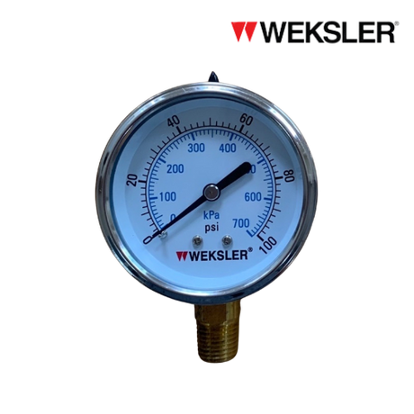 WEKSLER Pressure gauge รุ่น BY12 หน้าปัด 2.5” เกลียวทองเหลืองออกล่าง 1/4”