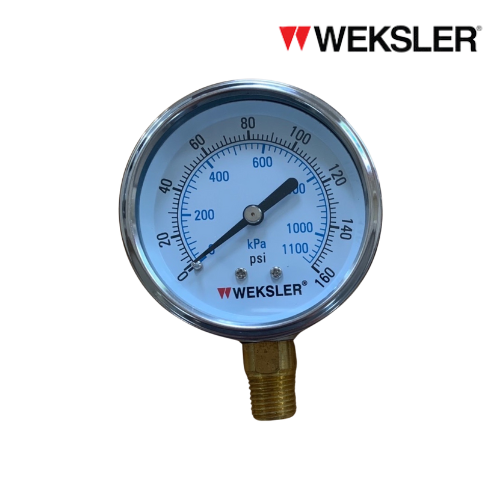 WEKSLER Pressure gauge รุ่น BY12 หน้าปัด 2.5” เกลียวทองเหลืองออกล่าง 1/4”