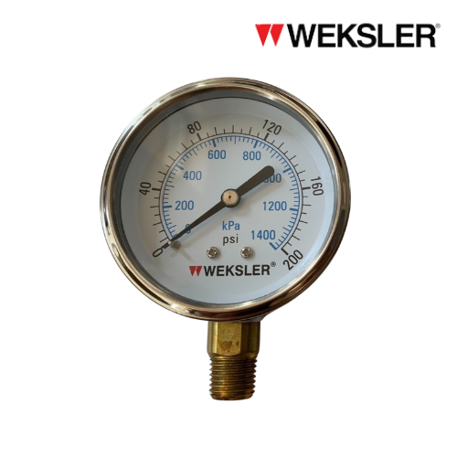 WEKSLER Pressure gauge รุ่น BY12 หน้าปัด 2.5” เกลียวทองเหลืองออกล่าง 1/4”