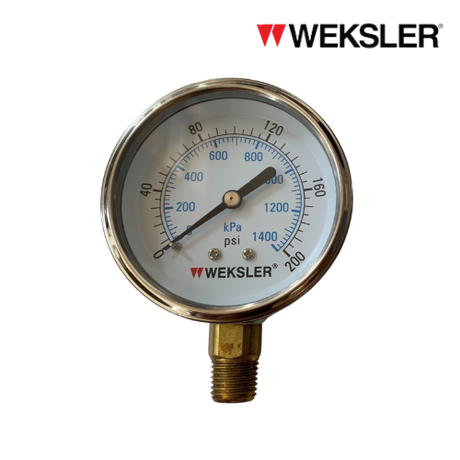 WEKSLER Pressure gauge รุ่น BY12 หน้าปัด 2.5” เกลียวทองเหลืองออกล่าง 1/4”