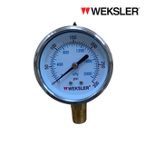 WEKSLER Pressure gauge รุ่น BY12 หน้าปัด 2.5” เกลียวทองเหลืองออกล่าง 1/4”