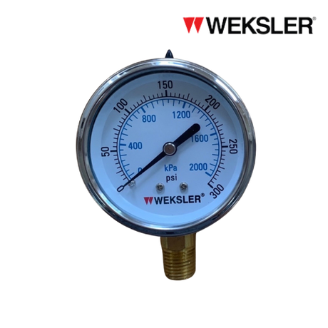 WEKSLER Pressure gauge รุ่น BY12 หน้าปัด 2.5” เกลียวทองเหลืองออกล่าง 1/4”