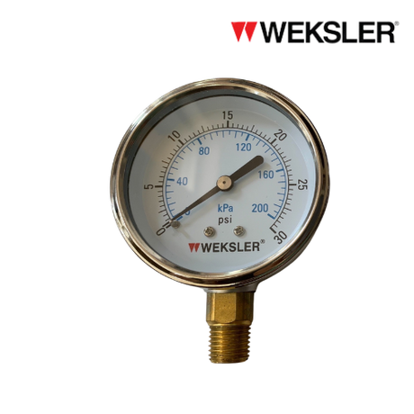 WEKSLER Pressure gauge รุ่น BY12 หน้าปัด 2.5” เกลียวทองเหลืองออกล่าง 1/4”