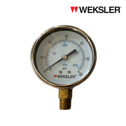 WEKSLER Pressure gauge รุ่น BY12 หน้าปัด 2.5” เกลียวทองเหลืองออกล่าง 1/4”