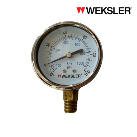 WEKSLER Pressure gauge รุ่น BY12 หน้าปัด 2.5” เกลียวทองเหลืองออกล่าง 1/4”