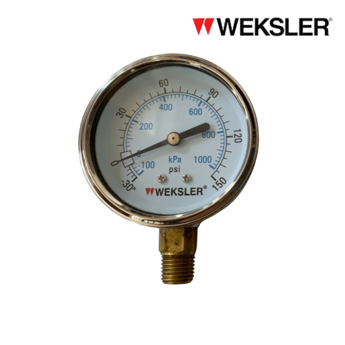 WEKSLER Pressure gauge รุ่น BY12 หน้าปัด 2.5” เกลียวทองเหลืองออกล่าง 1/4”