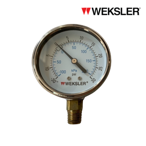 WEKSLER Pressure gauge รุ่น BY12 หน้าปัด 2.5” เกลียวทองเหลืองออกล่าง 1/4”