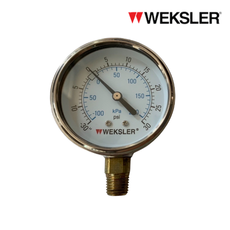 WEKSLER Pressure gauge รุ่น BY12 หน้าปัด 2.5” เกลียวทองเหลืองออกล่าง 1/4”