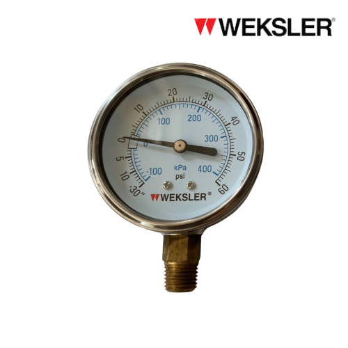 WEKSLER Pressure gauge รุ่น BY12 หน้าปัด 2.5” เกลียวทองเหลืองออกล่าง 1/4”