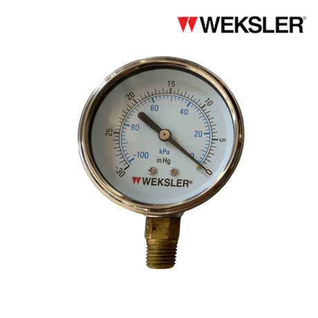 WEKSLER Pressure gauge รุ่น BY12 หน้าปัด 2.5” เกลียวทองเหลืองออกล่าง 1/4”