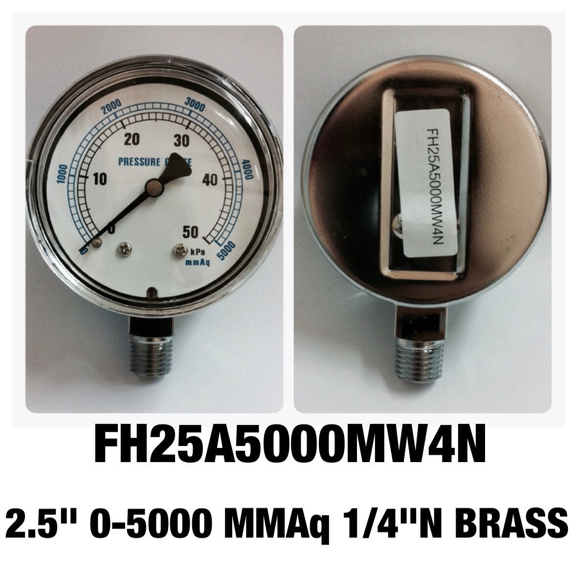 SAFE GAUGE Pressure Gauges 0-50 KPA 0-5000 MMAq. 2.5 นิ้ว ออกล่างเกลียว 1/4" NPT