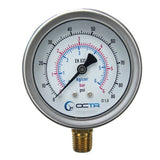 OCTA เกจวัดแรงดัน Pressure Gauge หน้าปัดขนาด 2.5″ เกลียวทองเหลืองออกล่างขนาด 1/4" NPT เกจแรงดัน OCTA GB63