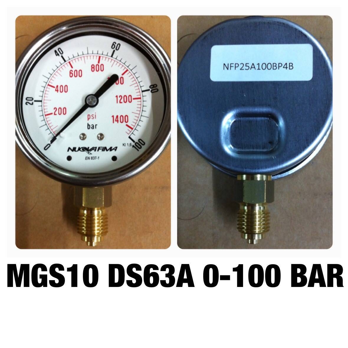 NUOVA FIMA Pressure Gauges 2.5 นิ้ว 0-160 BAR (2320PSI) ออกล่าง เกลียว 1/4" BSP ทองเหลือง