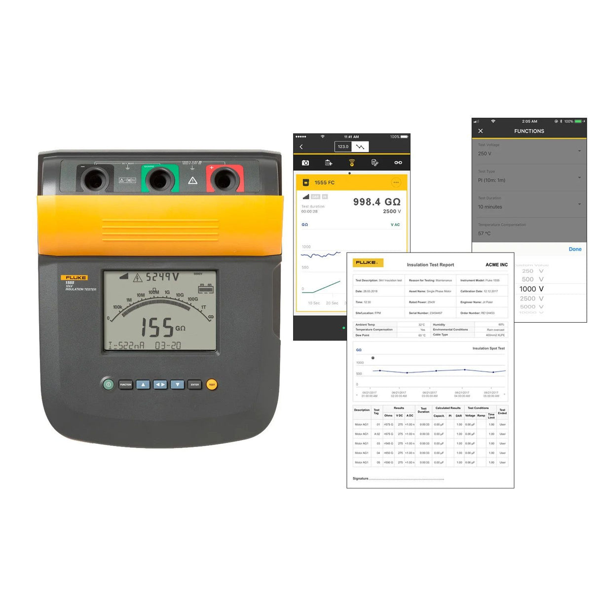 Fluke 1555/1550C เครื่องทดสอบความต้านทานฉนวน ที่มีแรงดันทดสอบสูงถึง 10 kV