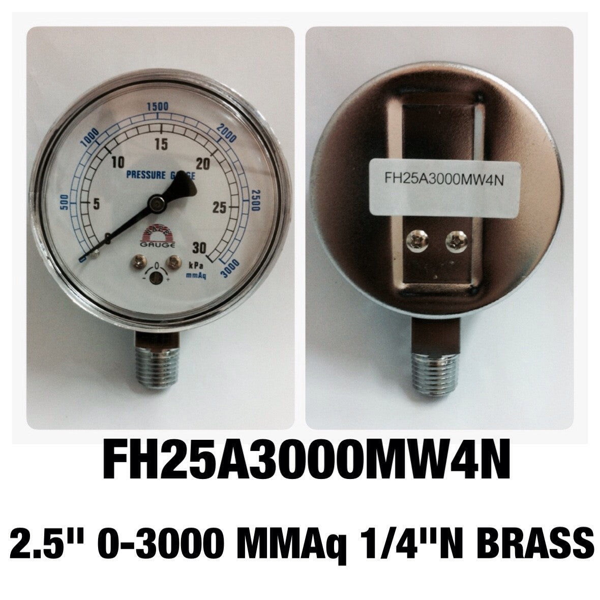 SAFE GAUGE Pressure Gauges 0-30 KPA 0-3000 MMAq. 2.5 นิ้ว ออกล่างเกลียว 1/4" NPT