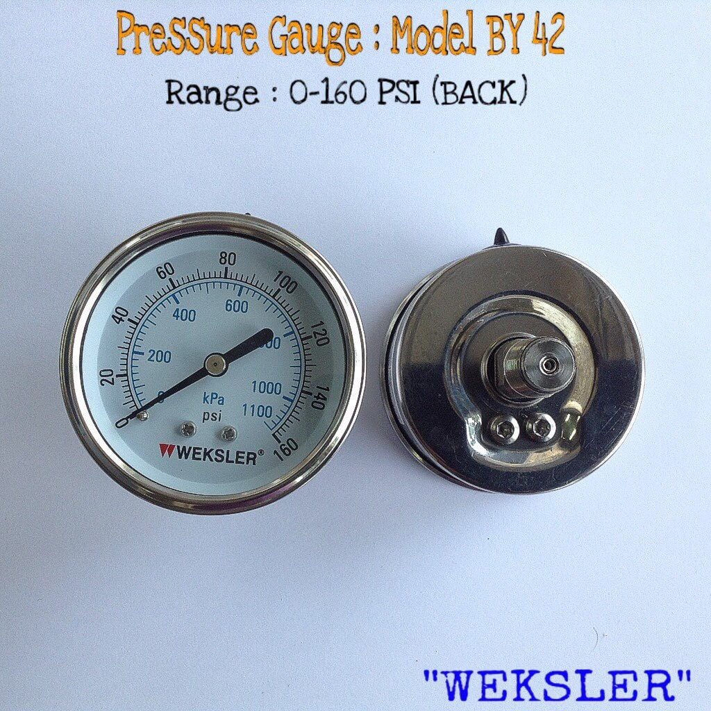 WEKSLER Pressure Gauges "WEKSLER" 2.5 นิ้ว 0-1100KPA/0-160PSI ออกล่าง 1/4" สแตนเลส NPT